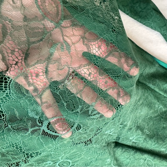 Atos Lombardini Italy Green Lace Mini Sheath Dress Size S - Picture 11 of 14